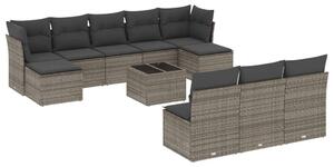 VidaXL Polyrattan Kerti Ülőgarnitúra - 11 részes - Szürke