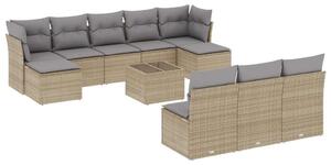 VidaXL 11 részes bézs polyrattan kerti ülőgarnitúra párnákkal