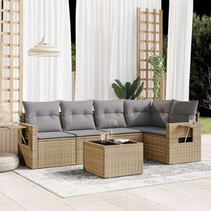 VidaXL Polyrattan Kerti Ülőgarnitúra - 6 részes - Bézs