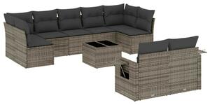 VidaXL Polyrattan Kerti Ülőgarnitúra - 10 részes - Szürke