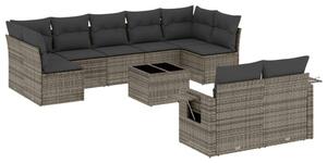 VidaXL Polyrattan Kerti Ülőgarnitúra - 10 részes - Szürke