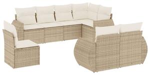 Polyrattan Kerti Ülőgarnitúra - 8 részes - Bézs