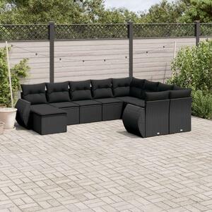VidaXL Polyrattan Kerti Ülőgarnitúra - 10 részes - Fekete