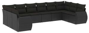 VidaXL Polyrattan Kerti Ülőgarnitúra - 10 részes - Fekete