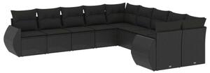 Polyrattan Kerti Ülőgarnitúra - 10 részes - Fekete
