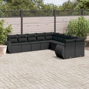 Polyrattan Kerti Ülőgarnitúra - 10 részes - Fekete