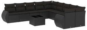 VidaXL Polyrattan Kerti Ülőgarnitúra - 11 részes - Fekete