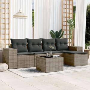 VidaXL Polyrattan Kerti Ülőgarnitúra - 6 részes - Szürke