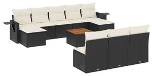 VidaXL Polyrattan Kerti Ülőgarnitúra - 11 részes - Fekete