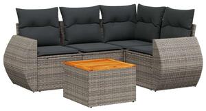 VidaXL 5 részes szürke polyrattan kerti ülőgarnitúra