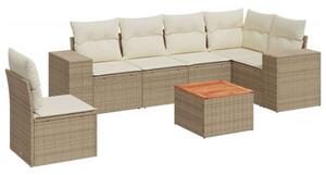 VidaXL Polyrattan Kerti Ülőgarnitúra - 7 részes, Bézs