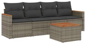 VidaXL 5 részes szürke polyrattan kerti garnitúra