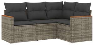 VidaXL Polyrattan Kerti Ülőgarnitúra - 4 részes - Szürke
