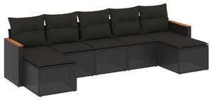 VidaXL Polyrattan Kerti Ülőgarnitúra - 7 részes - Fekete
