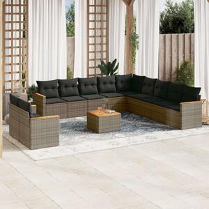 VidaXL Polyrattan Kerti Ülőgarnitúra - 12 részes - Szürke