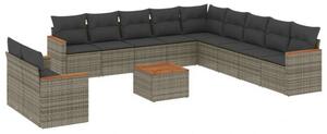 VidaXL Polyrattan Kerti Ülőgarnitúra - 12 részes - Szürke