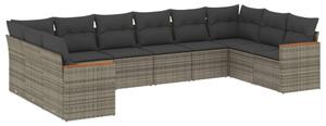 VidaXL Polyrattan Kerti Ülőgarnitúra - 10 részes - Szürke