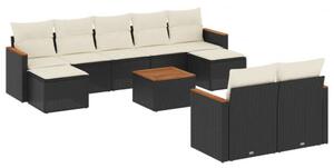 VidaXL Polyrattan Kerti Ülőgarnitúra - 10 részes - Fekete