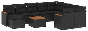 VidaXL Polyrattan Kerti Ülőgarnitúra - 11 részes - Fekete