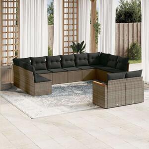 VidaXL Polyrattan Kerti Ülőgarnitúra - 12 részes - Szürke