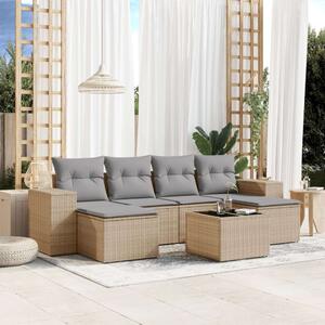 Polyrattan Kerti Ülőgarnitúra - 7 részes - Bézs