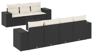 VidaXL Polyrattan Kerti Ülőgarnitúra - 8 részes - Fekete