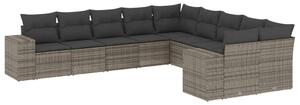Polyrattan Kerti Ülőgarnitúra - 10 részes - Szürke