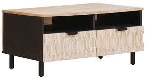 VidaXL Dohányzóasztal fiókkal Fehér 80 x 54 x 40 cm Tömör Mangófát