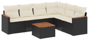 VidaXL Polyrattan Kerti Ülőgarnitúra - 7 részes - Fekete