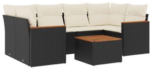 VidaXL Polyrattan Kerti Ülőgarnitúra - 7 részes - Fekete