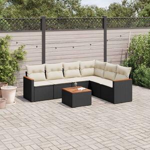 VidaXL Polyrattan Kerti Ülőgarnitúra - 7 részes - Fekete