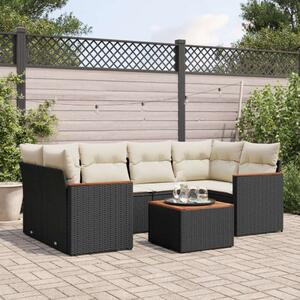 VidaXL Polyrattan Kerti Ülőgarnitúra - 7 részes - Fekete