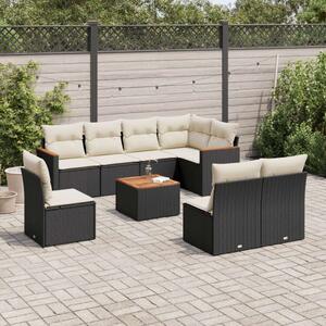 VidaXL Polyrattan Kerti Ülőgarnitúra - 9 részes - Fekete