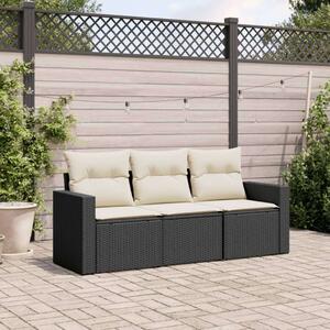 VidaXL 3 részes Kerti Ülőgarnitúra - Fekete Polyrattan