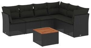 VidaXL Polyrattan Kerti Ülőgarnitúra - 7 részes - Fekete