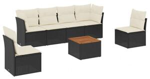 VidaXL 7 részes Kerti Ülőgarnitúra - Fekete Polyrattan