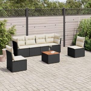 VidaXL 7 részes Kerti Ülőgarnitúra - Fekete Polyrattan