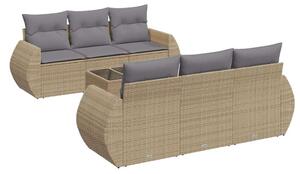 VidaXL Polyrattan Kerti Ülőgarnitúra - 7 részes - Bézs