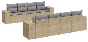 VidaXL Polyrattan Kerti Ülőgarnitúra - 9 részes - Bézs