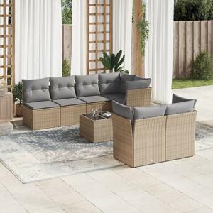 VidaXL Polyrattan Kerti Ülőgarnitúra - 8 részes - Bézs