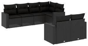 VidaXL Polyrattan Kerti Ülőgarnitúra - 7 részes - Fekete