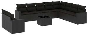 VidaXL Polyrattan Kerti Ülőgarnitúra - 11 részes - Fekete
