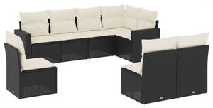 VidaXL Polyrattan Kerti Ülőgarnitúra - 8 részes - Fekete