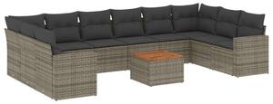 Polyrattan Kerti Ülőgarnitúra - 11 részes - Szürke