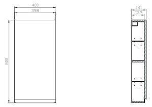 Cersanit Moduo szekrény 40x14.1x80 cm oldalt függő fehér K116-018