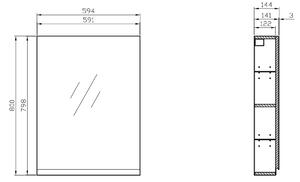 Cersanit Moduo szekrény 59.5x14.4x80 cm oldalt függő fehér S590-018-DSM