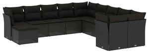 VidaXL Polyrattan Kerti Ülőgarnitúra - Fekete - 11 részes