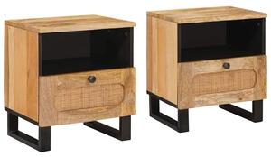 VidaXL Éjjeliszekrény 2 pcs Természetes 40 x 33 x 46 cm Tömör Mangófát