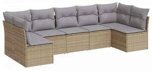 VidaXL Polyrattan Kerti Ülőgarnitúra - 7 részes - Bézs