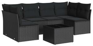 VidaXL Polyrattan Kerti Ülőgarnitúra - 7 részes - Fekete